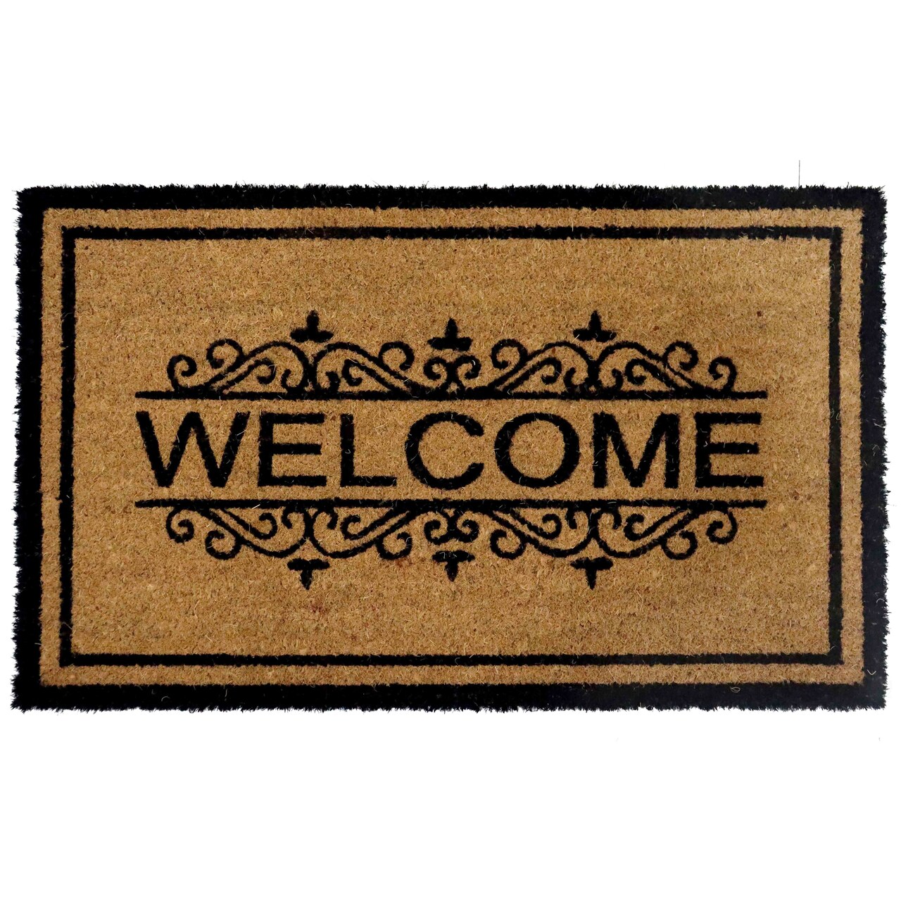 Gardenised Heavy Duty Coco Coir Doormat Non Slip PVC Baking Embossed Welcome Design Natural Coconut Fiber Floor Mat for Front Door Porch Patio Entryway Garage Mudroom & Outdoor Use 18x30"